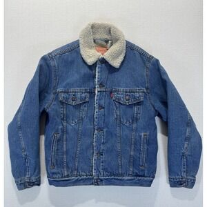 Vintage 2005 Levi's 70520 Medium Sherpa Lined Denim Trucker Jacket